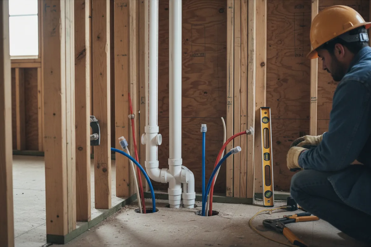 Drain and supply rough-in during Leak Detection in Birmingham
